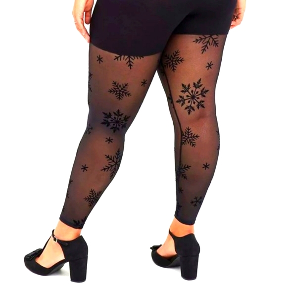 ❤️NWT TORRID LEGGING MESH SNOWFLAKE BLACK PREMIUM LEGGING - PLUS SIZE - Picture 2 of 9